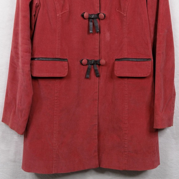 ELEVENSES Velour Leather Bow Button Front Jacket Academia Preppy Twee Fuzzy Sz 4 - Picture 4 of 8